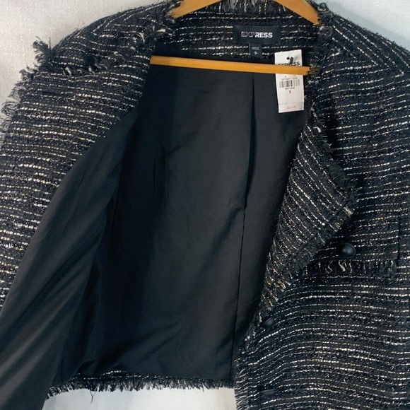 Express Black Tweed Cropped Blazer- NWT - Picture 14 of 16